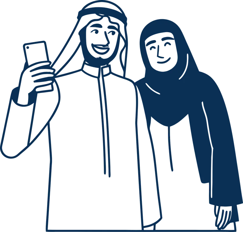 صديقان ينظران إلى تلفون
